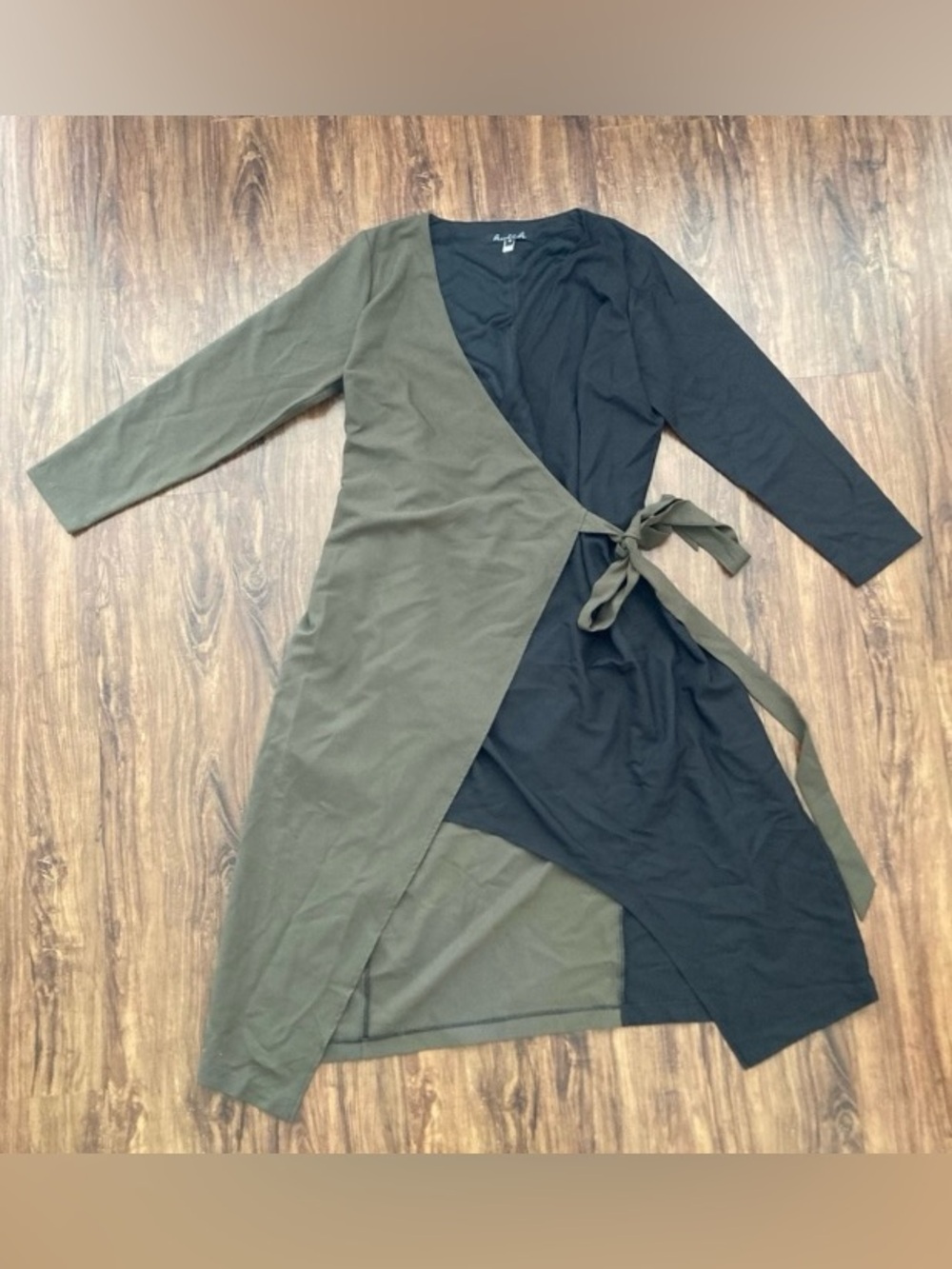 Hutch Olive & Black Wrap High-Low Maxi Dress Long Sleeve